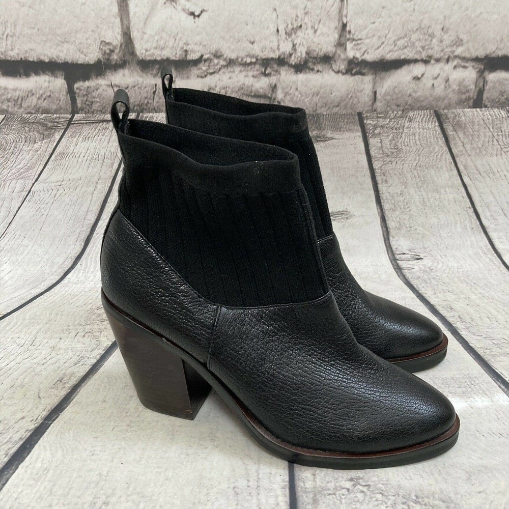kelsi dagger‎ Brookyn Woodland Bootie Knit Cuff Black Boots Size 6.5